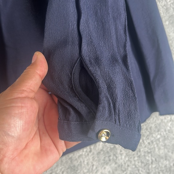 Maeve Cold Shoulder Ruffle Blue Top Women’s Size 4 - Picture 14 of 15